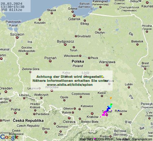 Lightning Poland 14:30 UTC Thu 28 Mar