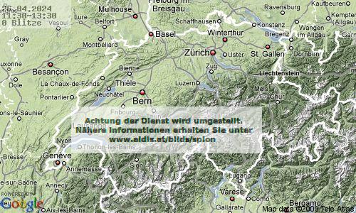 Lightning Switzerland 11:30 UTC Fri 26 Apr